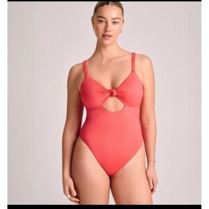 Vitamin A Red Knot Front Cutout One Piece Swimsuit Women Size M Adjustable Strap